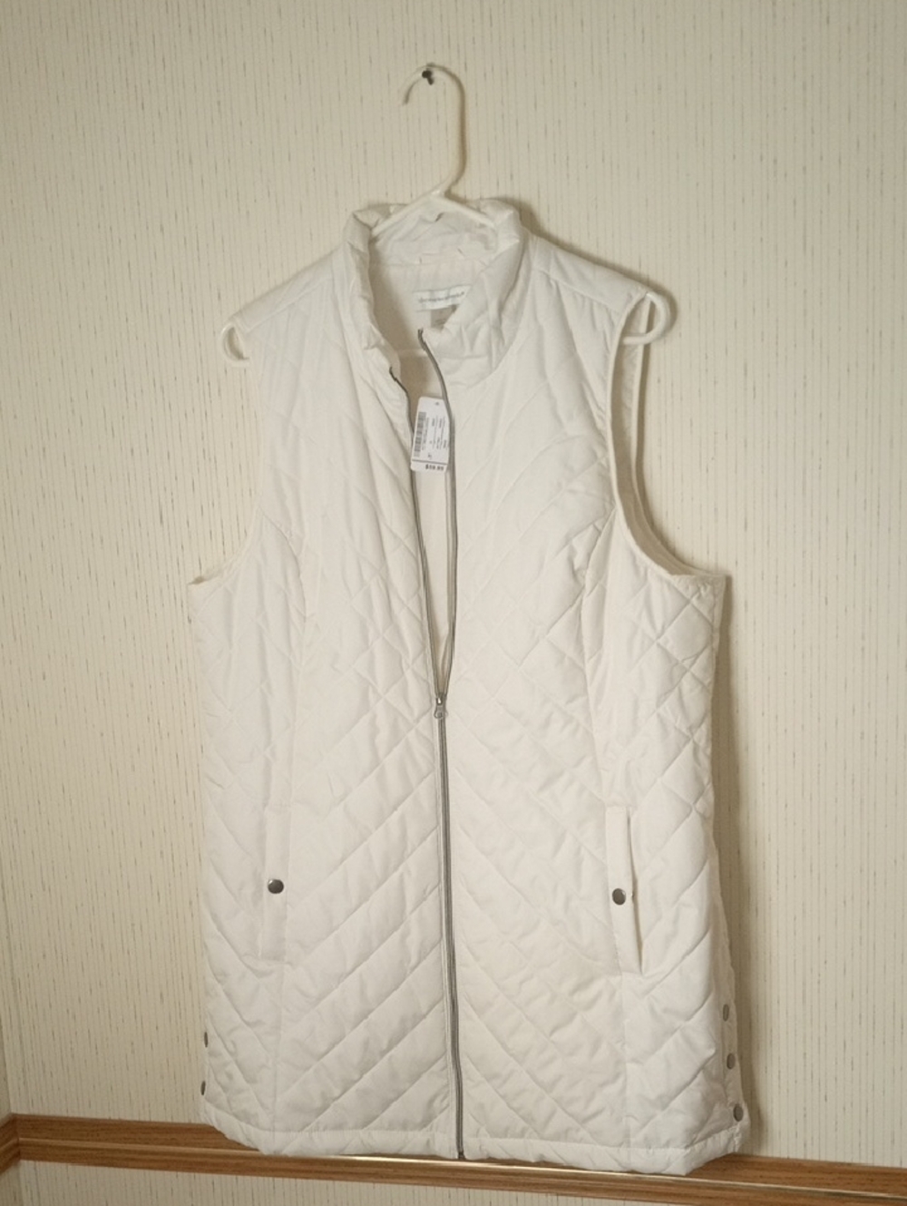 Christopher & Banks White Satin Label Vest Jacket. Fall, Spring,